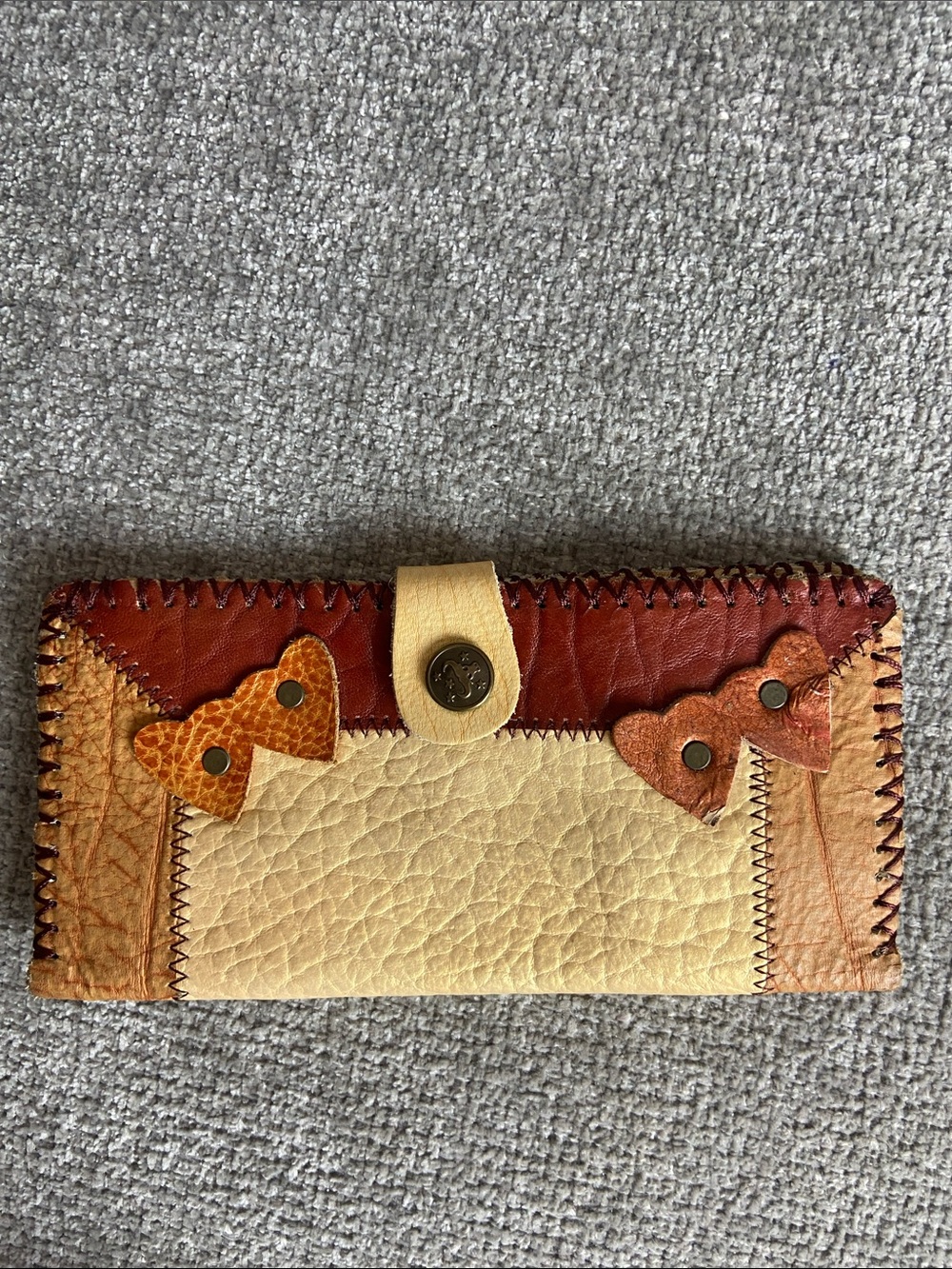 Handcrafted Cream and Brown Leather Wallet